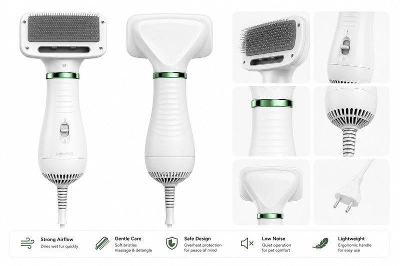 2-in-1 Pet Hair Dryer & Grooming Brush