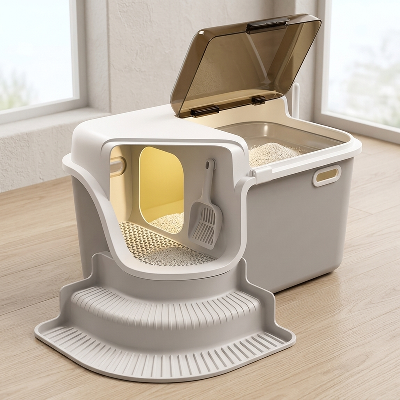 HustlePaw Enclosed Cat Litter Box